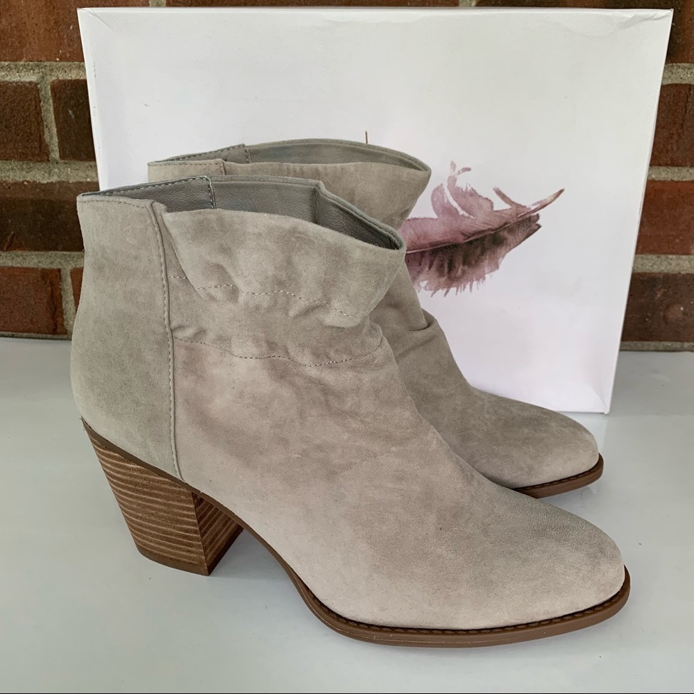 Jessica Simpson Women’s Yvette Gray Leather Block Heel Ankle Boots US 8.5 M